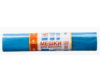  Мешки для мусора 120л 30шт синие (уп.12шт) УфаПак М1038