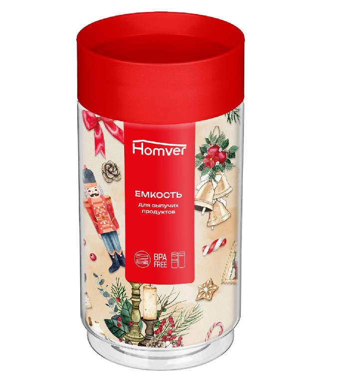  Емкость 1л для сыпучих продуктов красный 223146106/0350