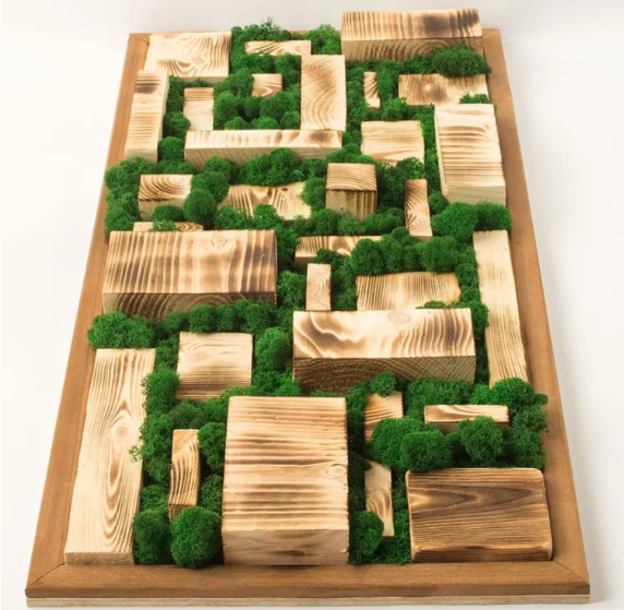  Панно деревянное для бани 80х40см мох/сосна Люблю баню