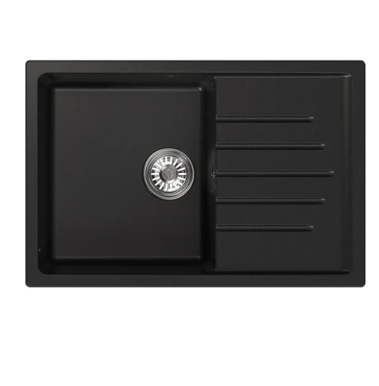  Мойка 750х500мм кварц квадрат с крылом ультра-черн ML-GM19