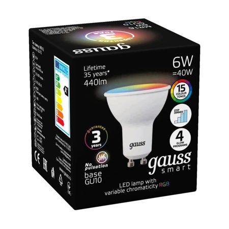  Лампа MR16 6W RGB GU10 Gauss Smart 101106406