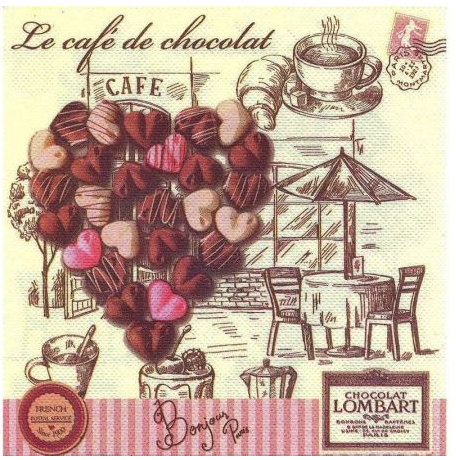  Салфетки бумажные 3-х слойные 33х33см 20шт ШОКОЛАДНОЕ СЕРДЦЕ Арт Букет