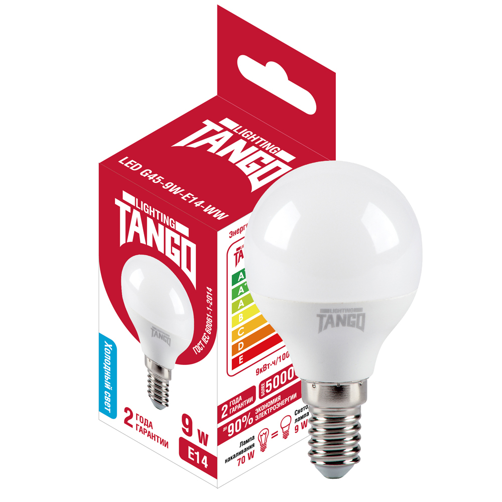  Лампа св/д шар E14 6500К 9w Tango Led 1003966