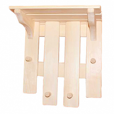  Полка-вешалка для бани деревянная 4 крючка