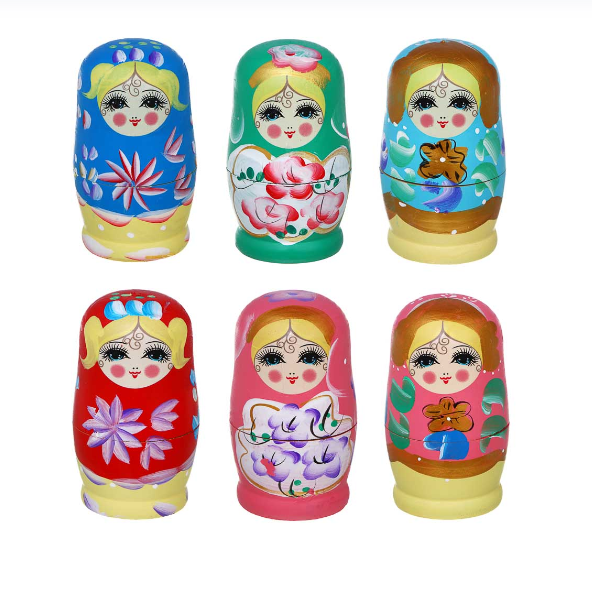  Матрешка 5шт дерево 11,5*5,5см 5 дизайнов 262-152