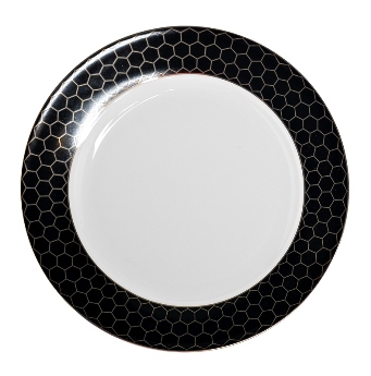  Тарелка закусочная HONEYCOMB черно-золотая деколь 19,5см (2) GARDA DECOR