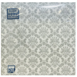  Салфетки бумажные 3-х слойные 33х33см 20шт РОСКОШНЫЙ ГОБИЛЕН СЕРЕБРО Домашний Букет КК