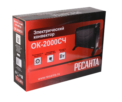  Конвектор электр 2,0кВт ОК-2000СЧ стич черный Ресанта 67/4/36