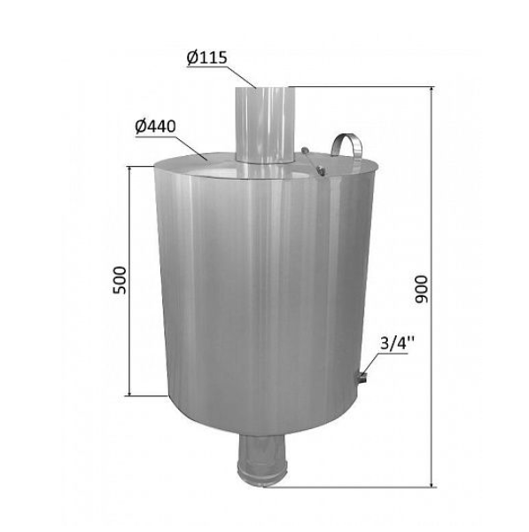  Бак на трубе 70л для печи  d-440мм 9963
