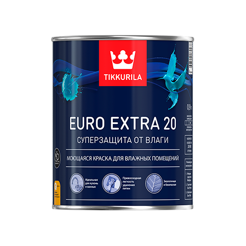  Краска в/д для кухни и ванной 0,9л п/мат Euro Extra 20 A Tikkurila