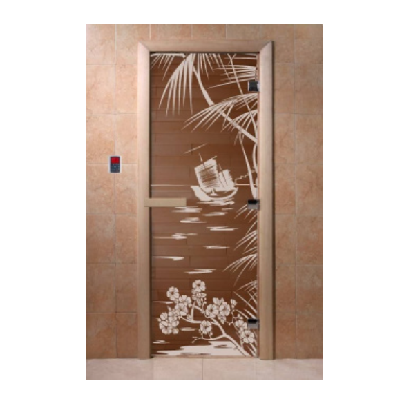  Дверь банная 190х70см Голубая лагуна бронза стекло DW00041