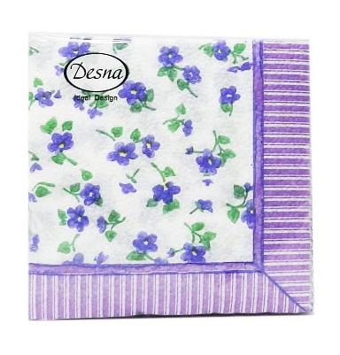  Салфетки бумажн. Desna Design1-но сл 40шт 24х24 Фиалки