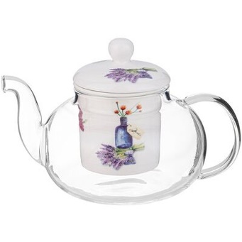  Чайник заварочный 650мл стекло, с фарф.ситом 87-311