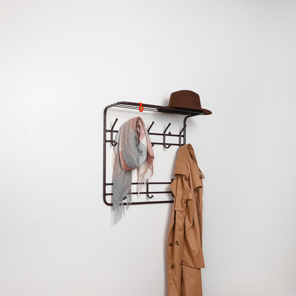  Вешалка металлическая с полкой 8 рож. 2-х ярус. 630х530х100 коричн ЗМИ ВСП8КОР