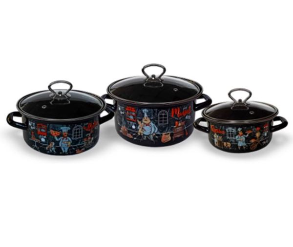  Набор кастрюль 3 пред эмалир Бергамо 1 экстра стиль 1,5/2,3/3л 