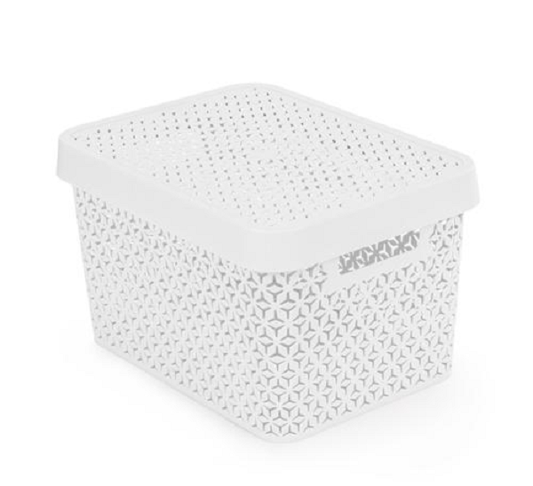  Корзина 17л пласт с крышкой белый Элемент (уп.8) М9019