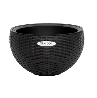  Кашпо 5л подвесное круглое Rattan Антрацит OLA DOM Автополив
