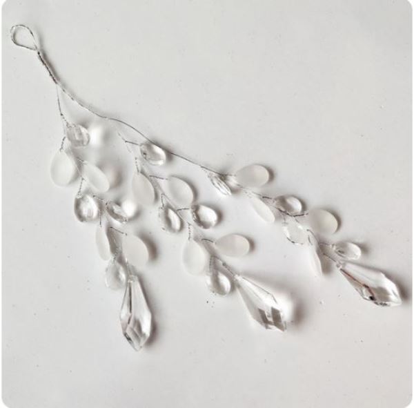  Украшение подвесное с кристаллами 33см серебряный WHF9498 Аз