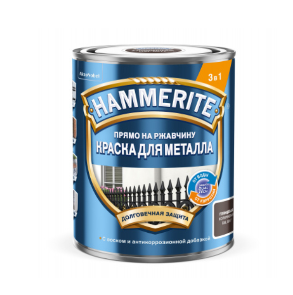  Краска молотковая коричневая 0,75л Ral HAMMERITE