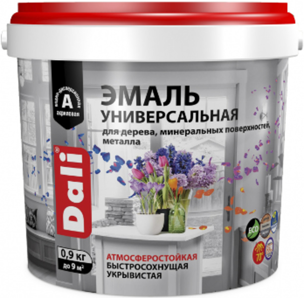  Эмаль универс акрил п/мат 0,9кг черн  арт.80237 Рогнеда