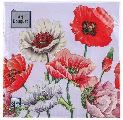  Салфетки бумажн. Art Bouquet 3-х сл 20шт Поле маков 33*33см 25084