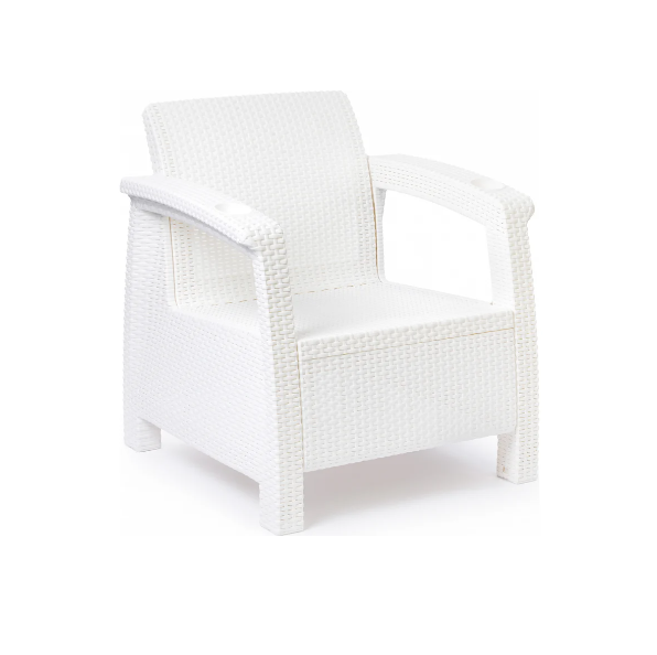 Кресло садовое Ротанг-плюс 730х700х790 без подуш белый М8417 (у1) - фото