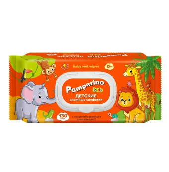  Салфетки влажные Pamperino Kids 130шт детские ромашка и вит.Е с клапаном 72954