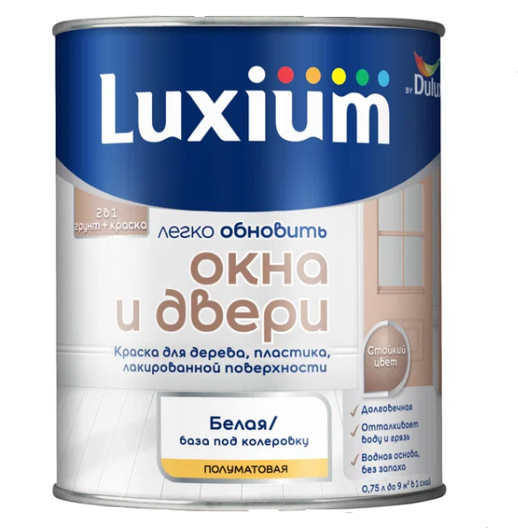  Краска для окон и дверей полуматовая BW 0,75л Luxium