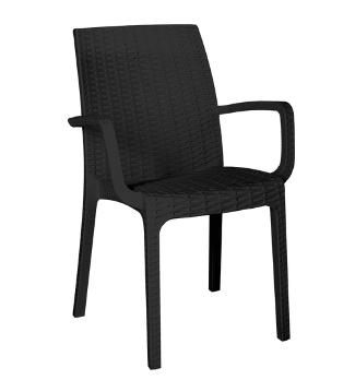  Стул садовый пластиковый 585х560х855мм Rattan антрацит Ola Dom