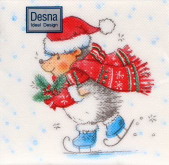  Салфетки бумажн. Desna Design 1-но сл 40шт 24х24 Ежик на коньках 25196