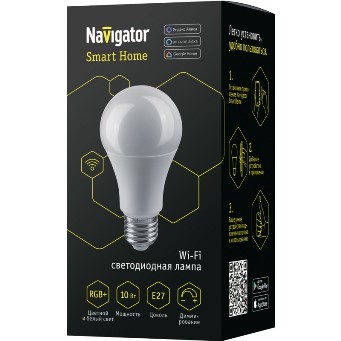  Лампа св/д Wi-Fi груша E27 10w 2700-6500 К+RGB Navigator NLL-A60-10-230RGB 14554