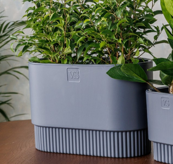  Горшок для цветов 1,6л VipSet с дренажной системой Бостон антрацит цилиндр