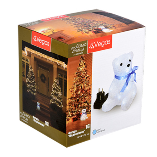  Фигурка Медвежонок 14*14*17,5см акрил 16 холодных ламп Vegas 55101