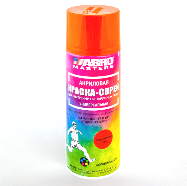  Краска аэрозольная акриловая оранжевая 065 ABRO MASTERS SP-065-AM (12)