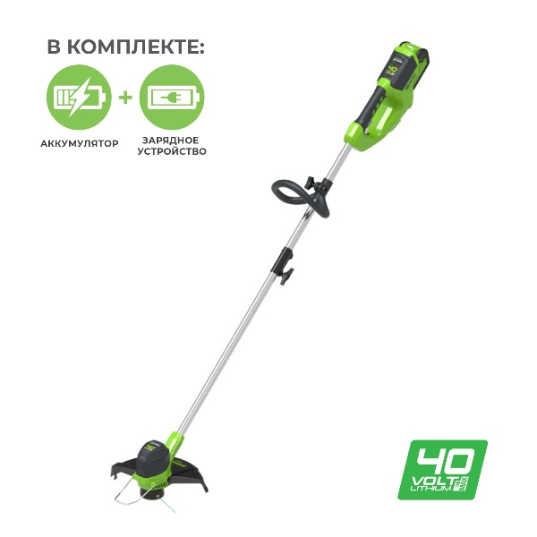  Триммер аккумуляторный 40В АКБ 2АЧ и ЗУ G40LT30 2101507UA GreenWorks
