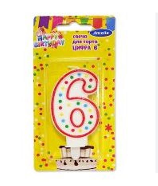  Свечи для торта 1шт Цифра 6 Антелла 28267
