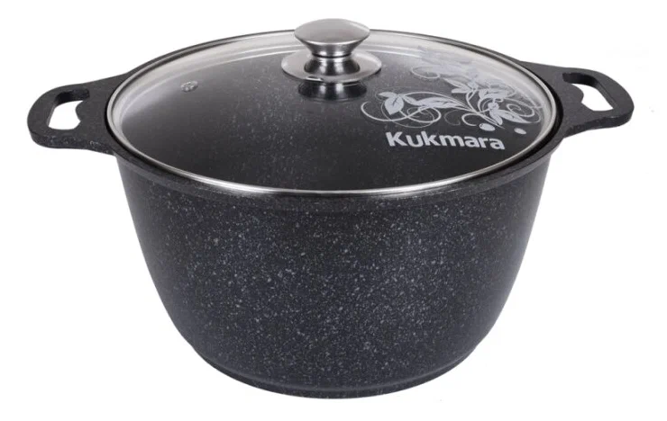  Кастрюля алюм лит а/приг 8,5л кмт852а стекл.крышка темн.мрамор