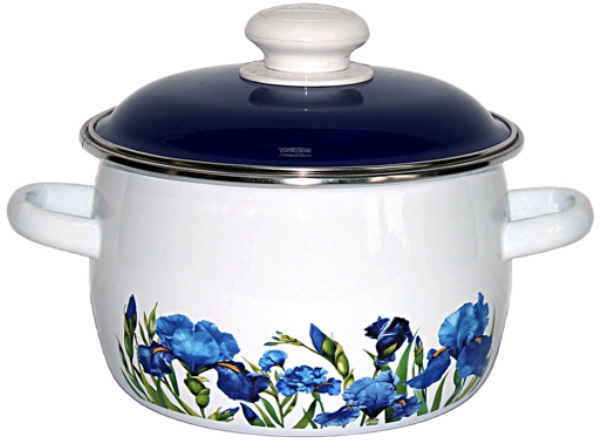  Кастрюля эмалир. 4л сферич Ирисы 6МС201Р