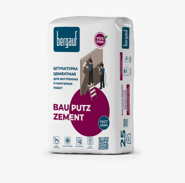 Штукатурка цементная 25кг Bau Putz Zement Bergauf для наружн и внутр работ