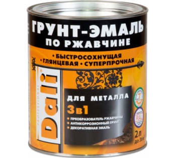  Грунт-эмаль по ржавчине 3в1 оранж 2л DALI арт.20534 Рогнеда