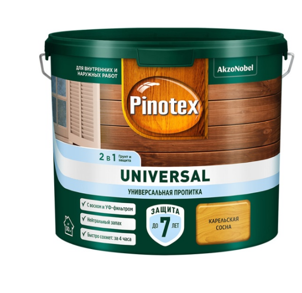  Пропитка Pinotex Universal 2в1 9л карельская сосна 5620547
