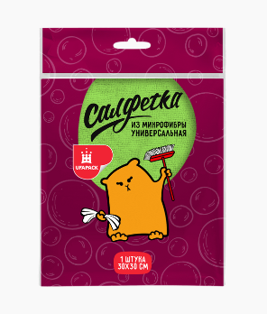  Салфетка из микрофибры 30х30см 1шт универс СМ0956 УфаПак (уп.40)