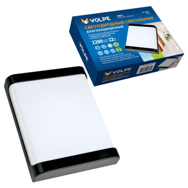  Светильник светодиодный влагозащ 22Вт 4000К IP65 Прямоугольник Черный ULW-Q280 22W-4000K-S02 Volpe