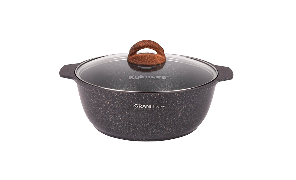  Кастрюля-жаровня алюм лит а/приг 4л жго41а стекл.крышка Granit ultra оригин