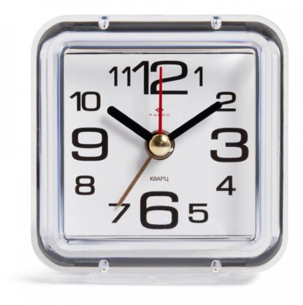  Будильник 70х70х40 кварц прозрачный Классика Рубин В1-001