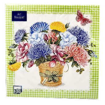  Салфетки бумажн. Art Bouquet 3-х сл 20шт Букет с камелиями 33х33см 37337