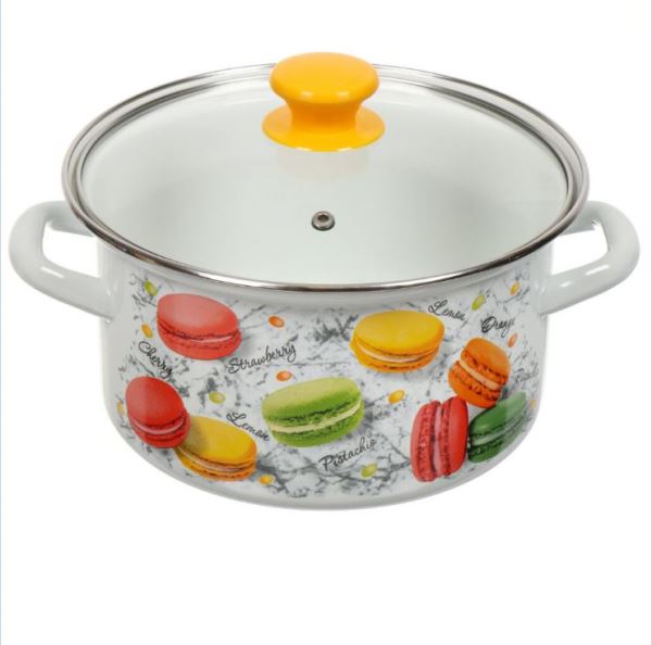  Кастрюля эмалир. 3л цил.бел Цветное печенье 42304-122/4.02