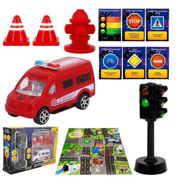 Набор машин МК723А4 Young Racer со светофором 505-552