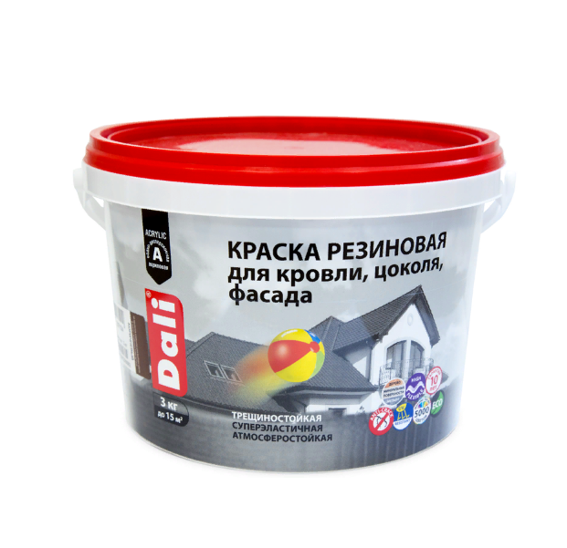  Краска резиновая для кровли, цоколя, фасада терракот 3кг DALI арт.20714 Рогнеда