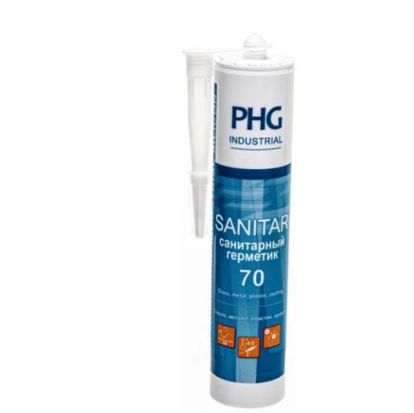  Герметик силиконовый санитарный 280мл белый PHG Industrial Sanitar 448748